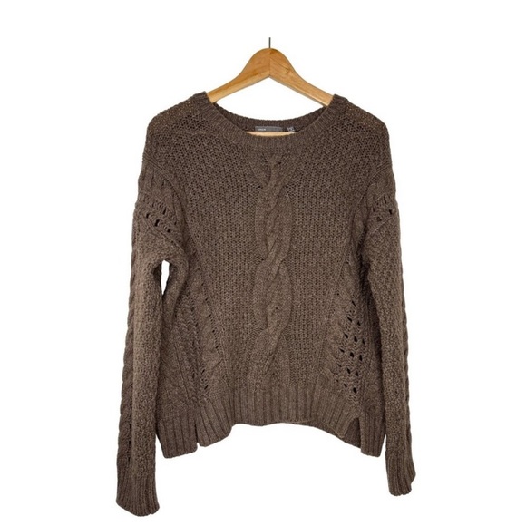 VINCE XS Cable Knit Wool Chunky Brown sweater - Picture 3 of 7